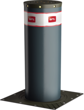 Hydraulic retractable bollard with security system for power outages