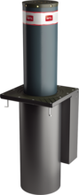 Hydraulic retractable bollard with security system for power outages